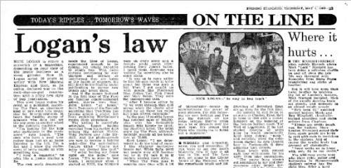 ES80Logan82 On The Line, Evening Standard, May 1, 1980