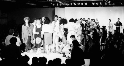 F83oct-WEg8-dj84 End of the world: The last public appearance together by Malcolm McLaren and Vivienne Westwood, Oct 17, 1983. As they take the applause for their Paris show, a bitter battle for control of the Worlds End label is raging behind the scenes. Picture © by Shapersofthe80s