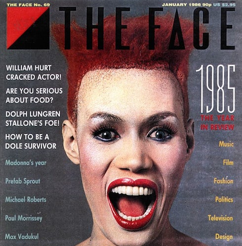 The Face , Grace Jones, Nick Logan, Neville Brody, design, magazines