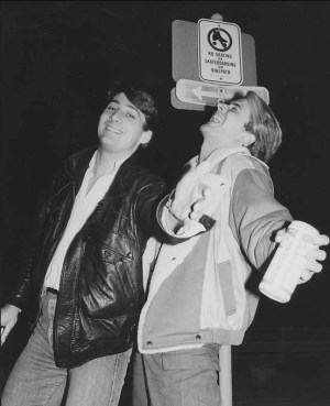 SB83-LA,TH,SN,skate-dj75 Spandau Ballet, Tony Hadley, Steve Norman, Los Angeles, 1983. Pictured by © Shapersofthe80s