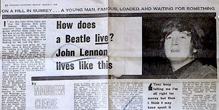 Evening Standard,Maureen Cleave, Lennon, interview, More popular than Jesus, How does a Beatle live?
