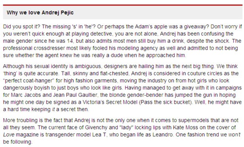 FHM magazine, Andrej Pejic, 100 Sexiest Women in the World,