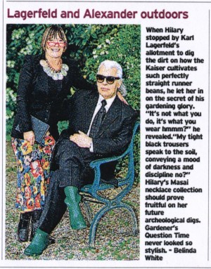 Karl Lagerfeld, Hilary Alexander, spoof