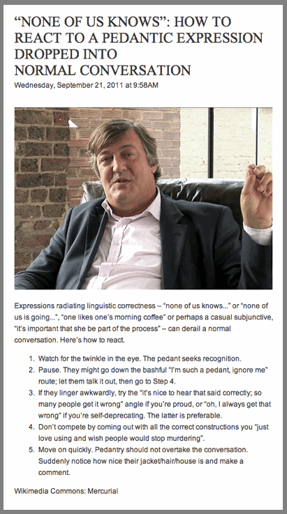 MCHB11,sep21pedant Middle Class Handbook,Mercurial,conversation,pedantry,grammar,Not Actual Size