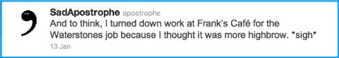 SadApostrophe, Twitter, Waterstones,Franks,grammar