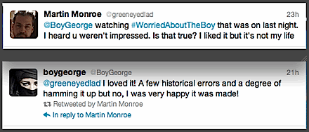 Geo12,WatbVerdict,8March Boy George, Twitter, March 2012, Worried About the Boy, BBC drama