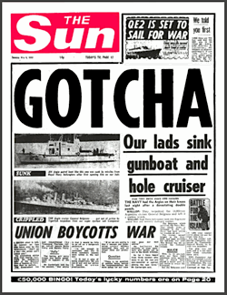 The Sun, Gotcha, 1982, Belgrano, Falklands War,