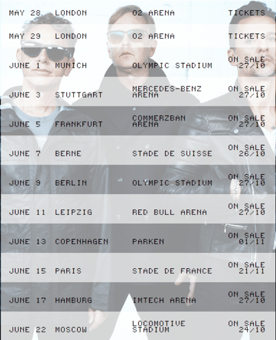 DM13,Londondates Depeche Mode, 2013, Stadium Tour, dates, Europe, pop music