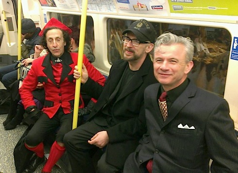 Incognito on the Northern Line: Philip Sallon, Jarvis Cocker and mystery man. Photo by Tony Vickers