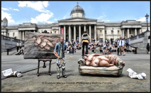 Sue Tilley , Marcus Crocker, Red Cross, sculpture, refugee week, Lucian Freud