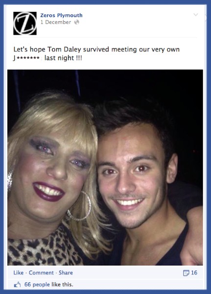Tom Daley,Plymouth, Zeros, gay club