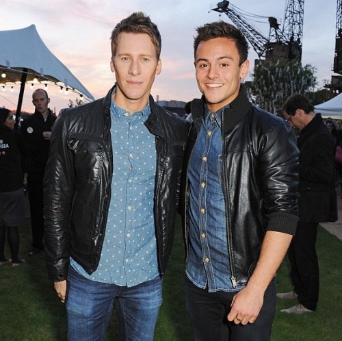 Tom Daley , Lance Black ,papped, Battersea Power Station, London