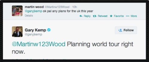 Spandau Ballet, SXSW, tour news, UK, US, pop music, Twitter