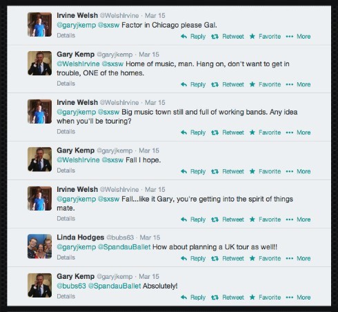 Spandau Ballet, SXSW, tour news, UK, US, pop music, Twitter, Irvine Welsh