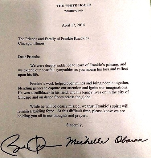 Barack Obama, Frankie Knuckles, condolence