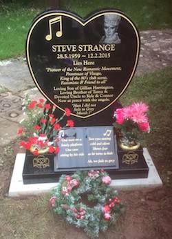 Steve Strange, pop music, gravestone
