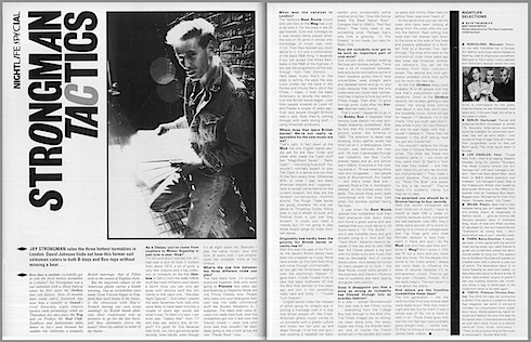 The Face, journalism, interview, Jay Strongman, nightlife, reviews, dance music, Dirt Box, Demob, Rock-a-Cha, Wag club, Mud club,funk,