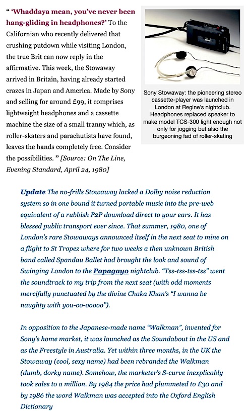 Sony, Stowaway, Walkman, cassette player, UK launch