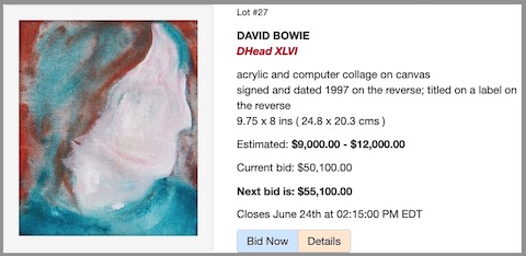 David Bowie, Cowley Abbott, discovery, Dead Heads,auction, paintings,