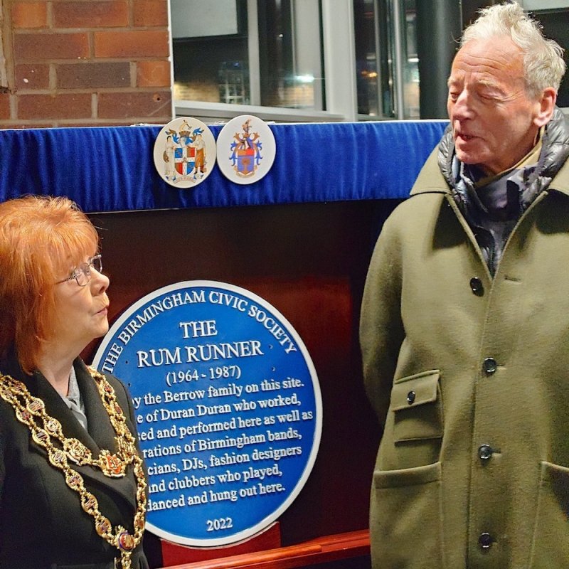 heritage plaque, Maureen Cornish, Paul Berrow, Birmingham, nightlife, Swinging 80s, Rum Runner,