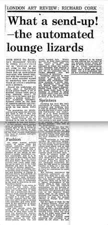 Richard Cork, contemporary art, Evening Standard, review, Nice Style, Bruce McLean, live sculpture,